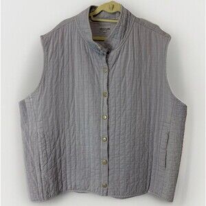 Iridium Vest Womens 2X Purple Blue Cotton Quilted Button Front Collar Casual